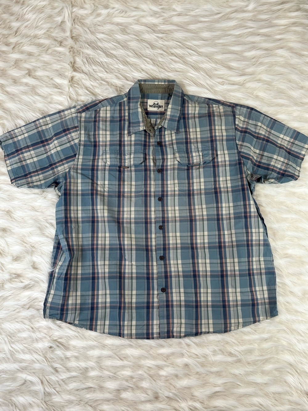 Wrangler Western Shirt Short Sleeve Men's XXL Plaid